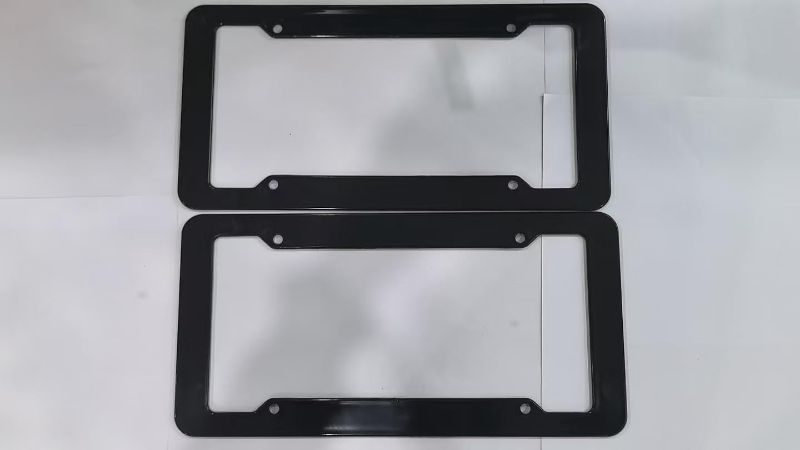 Photo 1 of Carbon Fiber License Plate Frame, Glossy Waterproof Plastic Number Plate Frame Print Carbon Fiber Pattern for Man and Women