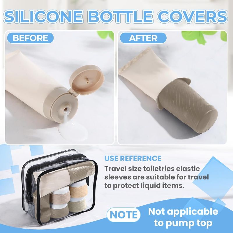 Photo 1 of 16Pack Travel Bottles for Toiletries, TSA Approved Travel Size Toiletries Containers Set, Silicone Leak Proof Refillable Bottles Elastic Sleeves Creams Jars Accessories Kit.