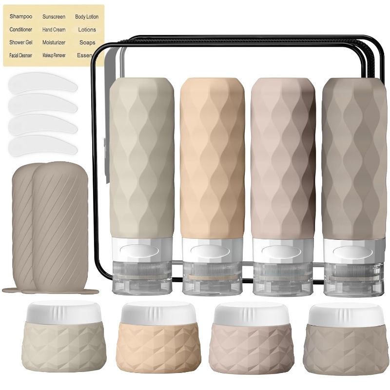 Photo 1 of 16Pack Travel Bottles for Toiletries, TSA Approved Travel Size Toiletries Containers Set, Silicone Leak Proof Refillable Bottles Elastic Sleeves Creams Jars Accessories Kit.