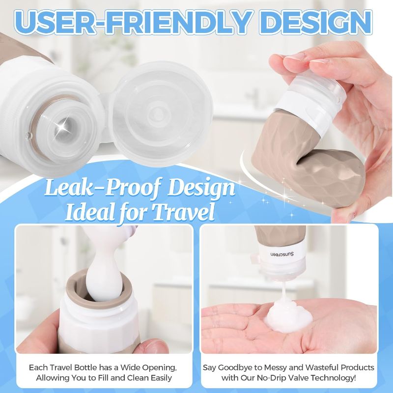 Photo 1 of 16Pack Travel Bottles for Toiletries, TSA Approved Travel Size Toiletries Containers Set, Silicone Leak Proof Refillable Bottles Elastic Sleeves Creams Jars Accessories Kit.