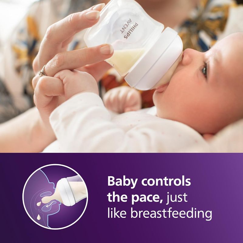Photo 1 of Philips Avent Natural Baby Bottles with Natural Response Nipples (Slow Flow, Flow 2), 4oz, 4-Pack,