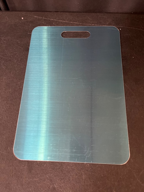 Photo 1 of Titanium Cutting Board - 100% Pure for Kitchen - Cutting Edge Hygiene & Durability, Home Cooking(peel off plastic turquoise wrap)