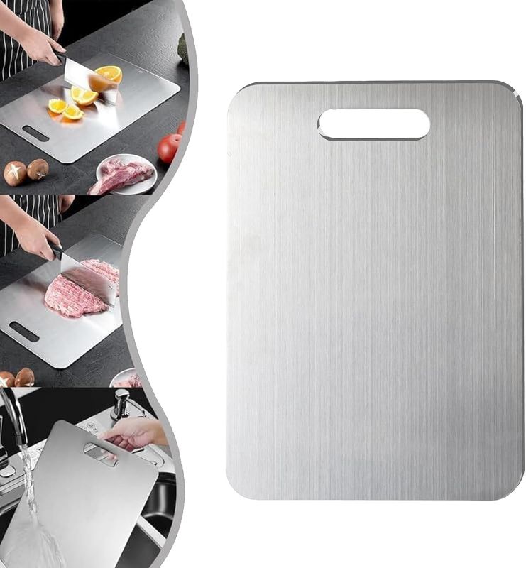 Photo 1 of Titanium Cutting Board - 100% Pure for Kitchen - Cutting Edge Hygiene & Durability, Home Cooking(peel off plastic turquoise wrap)