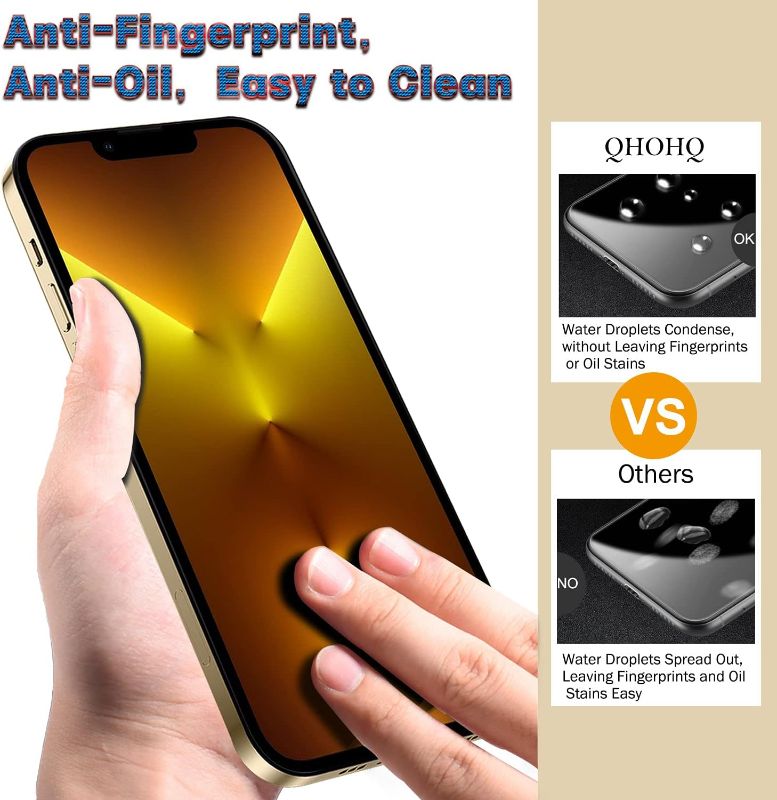 Photo 1 of QHOHQ 3 Pack Screen Protector for iPhone 13 Pro 6.1 Inch with 3 Pack Tempered Glass Camera Lens Protector, Ultra HD, 9H Hardness, Scratch Resistant - Case Friendly [Not fit iPhone 13 Pro Max 6.7"]