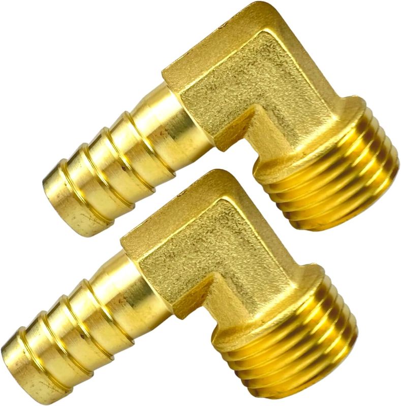 Photo 1 of 2pcs Brass Hose Barbed Elbow Fitting 90 Degree Elbow 1/2" Barb to 1/2" NPT Male by CX WONDERLAND