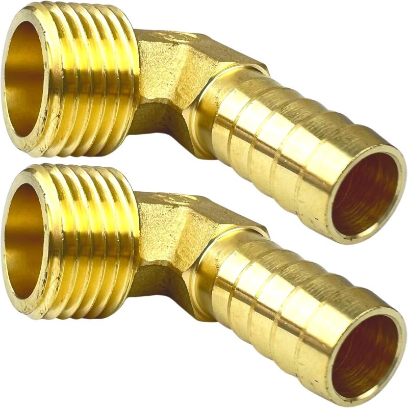 Photo 1 of 2pcs Brass Hose Barbed Elbow Fitting 90 Degree Elbow 1/2" Barb to 1/2" NPT Male by CX WONDERLAND