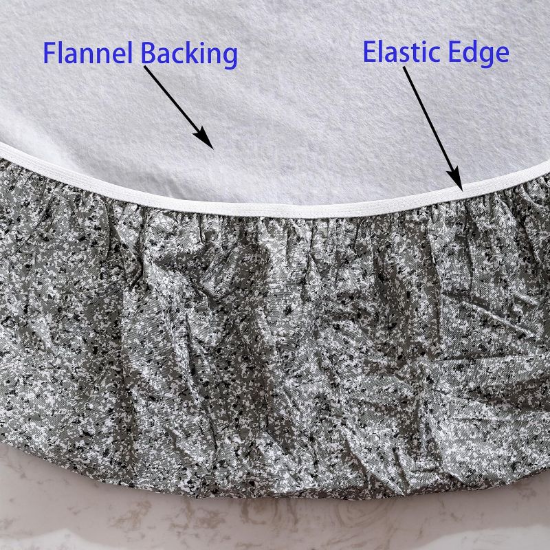 Photo 1 of Round Vinyl Fitted Tablecloth with Flannel Backing Elastic Edge Design Table Cover Waterproof Oil-Proof PVC Table Cloth Stain-Resistant Wipeable for 32"-36" Round Table (Granite)