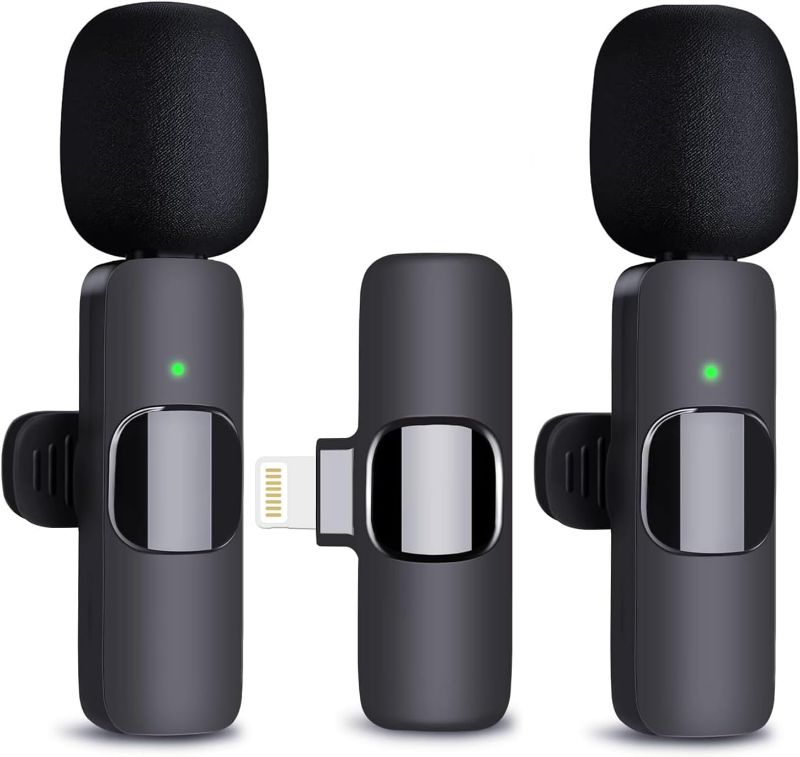 Photo 1 of Wireless Microphone for iPhone & iPad - Dual Professional Lavalier Mic, Plug-Play for Recording, Live Stream, YouTube, Facebook, TikTok, Vlog