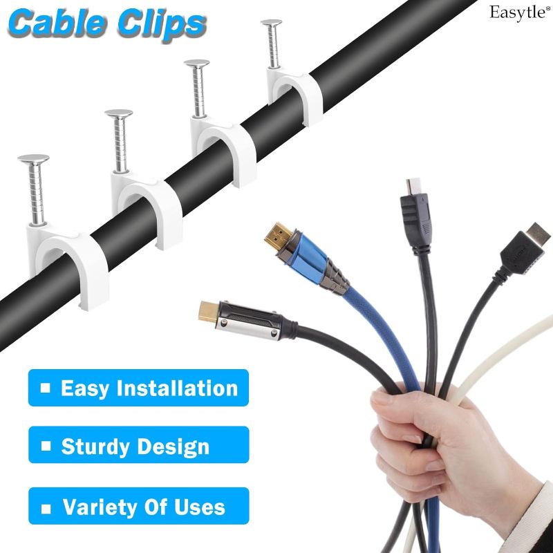 Photo 1 of 400 Pcs Cable Clips 4/6/8/10mm Nail in Cable Clips with Steel Ethernet Cable Clips Cable Wire Clips Cable Tacks Cable Nails Speaker Wire Clips Coaxial Cable Staples RG6 RG59 CAT6 RJ45 Wire Wall Clips