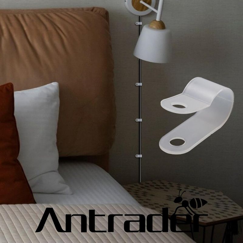 Photo 1 of 400 PCS Antrader R-Type Cable Clamp 1/4 Inch White Nylon Cable Organizer Clips for Wire Management Pack of 4