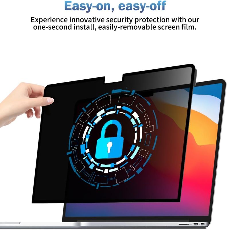 Photo 1 of F FORITO Laptop Privacy Screen Protector Compatible with Apple MacBook Air 15.3-inch 2024 2023 Release M3 A3114 M2 A2941, Removable Anti Blue Light Crystal Clear Privacy Screen Filter