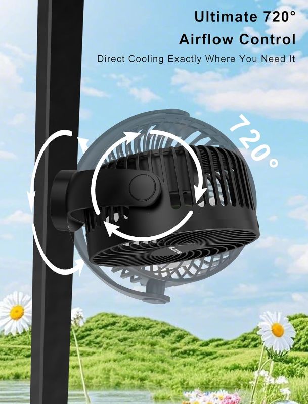 Photo 1 of 2-Pack Magnetic Golf Cart Fan Rechargeable with Carrying Case, 12000mAH Battery Portable Fan with Magnetic Base, Suitable for EZGO Club Car Yamaha, Golf Cart & Cruise Ship Accessories