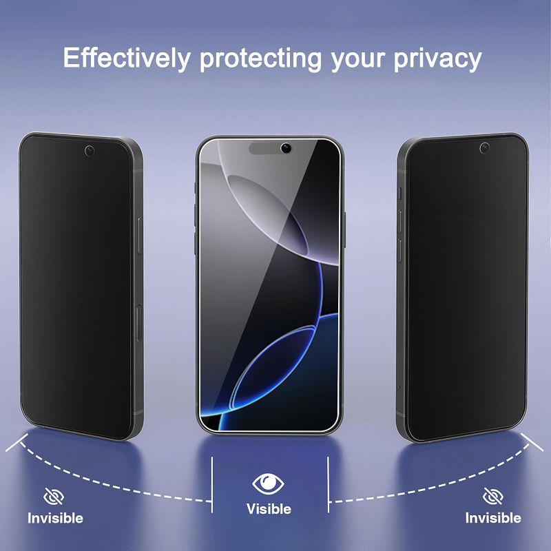Photo 1 of Ailun 3 Pack Privacy Screen Protector for iPhone 16 Pro Max [6.9 inch]+ 3 Pack Camera Lens Protector,Dynamic Island Compatible,Anti Spy Tempered Glass[9H