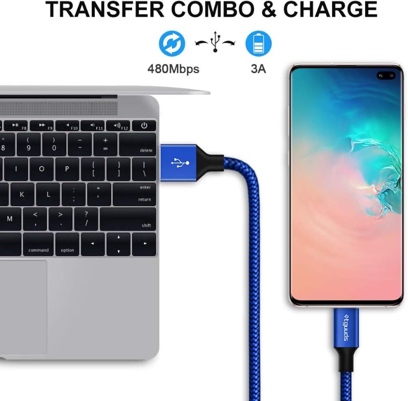 Photo 1 of etguuds USB to USB C Cable 3ft, 2-Pack USB A to Type C Charger Cord Fast Charging for Samsung Galaxy A15 A25 A35 A55 A54, S24 S23 S22 S21 S20 S10 S10E, Note 20 10, Moto G, for iPhone 16 15, Blue