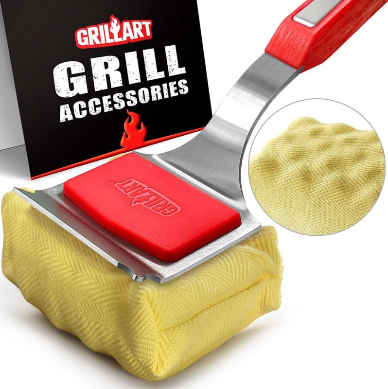 Photo 1 of GRILLART Grill Brush Bristle Free. SteamWizards BBQ Replaceable Cleaning Head, Unique Seamless-Fit Scraper Tool for Cast Iron/Stainless-Steel Grates, Safe Barbecue Grill Cleaner-Red