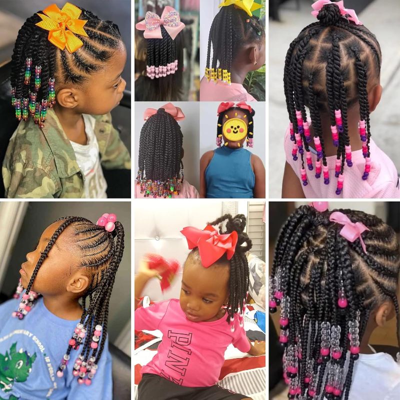 Photo 1 of Kids Braid Ponytail dreadlock Extension with Bowknot Tie Clip in Braids Hair Extensions Wig Thin Dreads Extensions for Children Girls kids Wigs Synthetic Hairpiece Black Color Natural Soft
