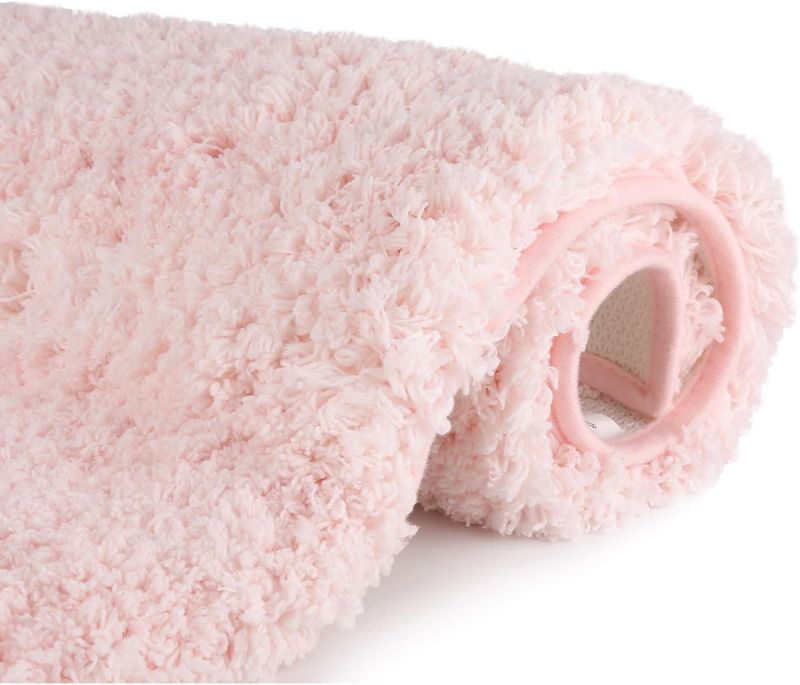 Photo 1 of Sheepping Bathroom Rugs Microfiber Plush Bath Mat Machine Washable, Non Slip Rubber and Absorbency Bath Rugs for Bathroom Floor, Door and Sink, Rectangular Floor Mat,Light Pink,32"x 20"
