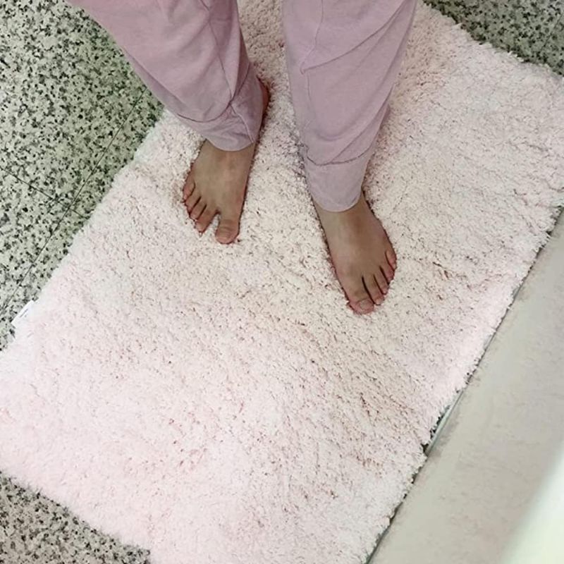 Photo 1 of Sheepping Bathroom Rugs Microfiber Plush Bath Mat Machine Washable, Non Slip Rubber and Absorbency Bath Rugs for Bathroom Floor, Door and Sink, Rectangular Floor Mat,Light Pink,32"x 20"