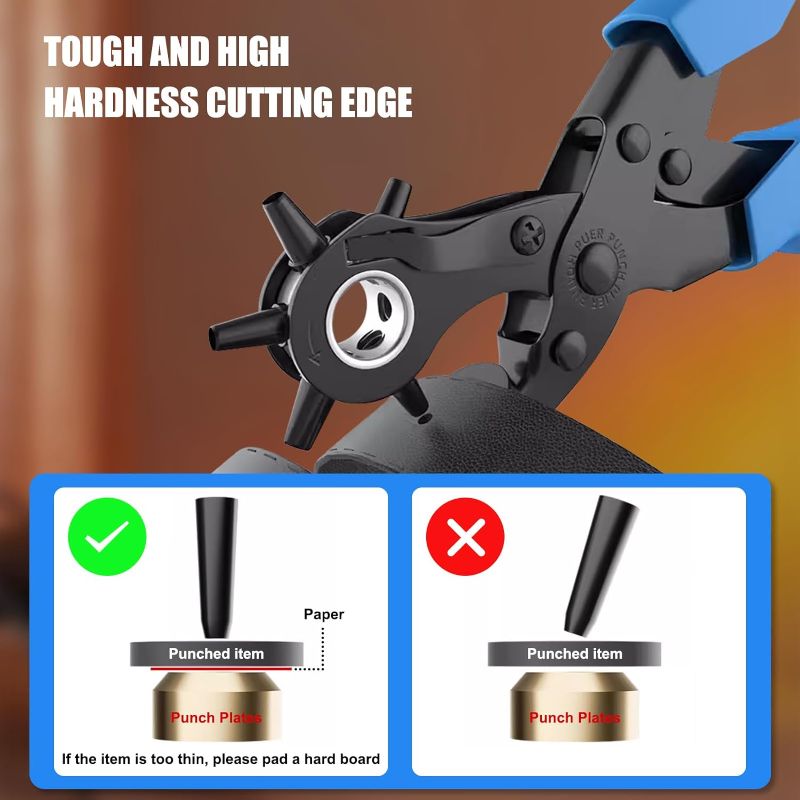 Photo 1 of Professional Leather Hole Puncher, Full Set Punch Tool Kits for Belt, Watch Band, Shoe, Crafting, Handbag Straps, Fabric, with Extra Punch Plates and Ruler, Multi Hole Sizes Make - Blue
Visit the Diyife Store