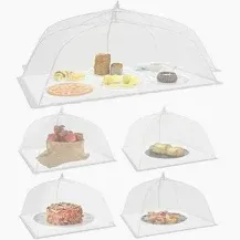 Photo 1 of Simply Genius Large and Tall 17x17 Pop Up Mesh Food Covers - Umbrella Screen Tents for Outdoors, Parties, Picnics, BBQs - Reusable and Collapsible Food Tents (6 Pack)
