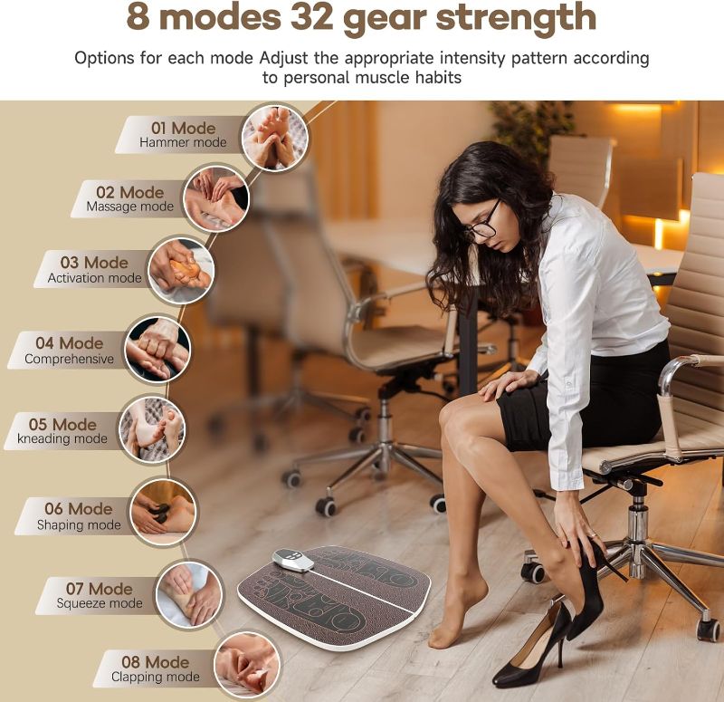 Photo 1 of Foot Massager Mat for Neuropathy,EMS Foot Massager for Circulation and Pain Relief, Foldable Feet and Calves Massage Machine with 8 Modes and 32 Intensity Levels for Muscle Relaxation,FSA HSA Eligible