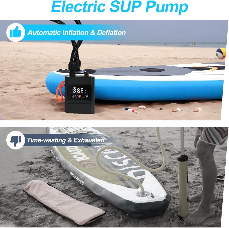 Photo 1 of 20PSI Electric Paddle Board Pump, Rechargeable Sup Pump with Storage Bag, Intelligent Dual Stage Inflation & Deflation, Auto-Off SUP Air Pump for Stand Up Paddle Boards, Kayaks, Boats, Tents
