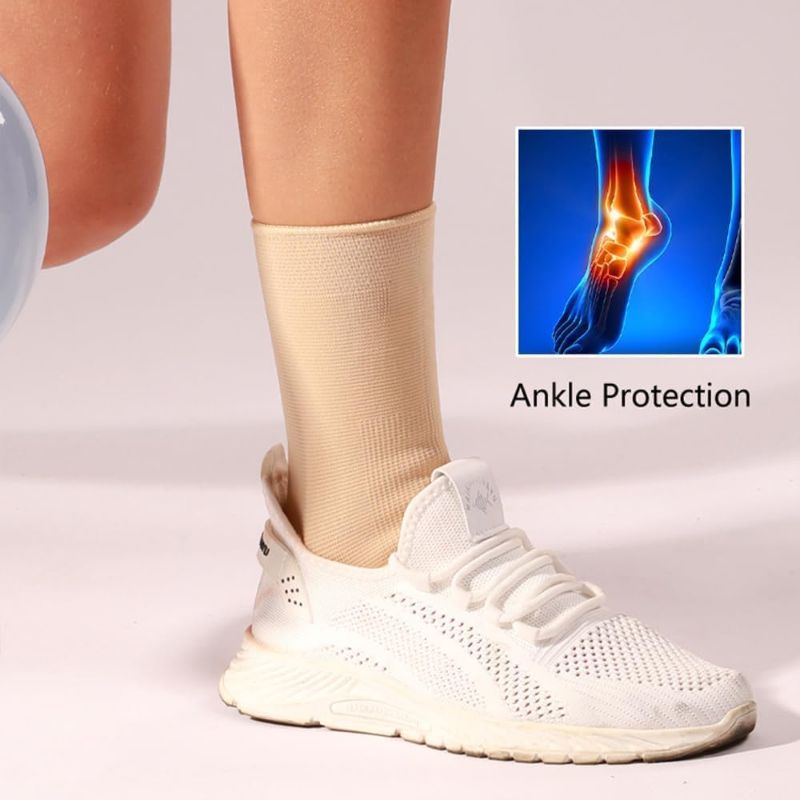 Photo 1 of 2 Pack Ankle Brace Compression Sleeve, Ankle Wrap & Ankle Support for Women & Men, Ankle Compression Sock for Sprain, Swelling, Plantar Fasciitis, Tobillera (M Nude)