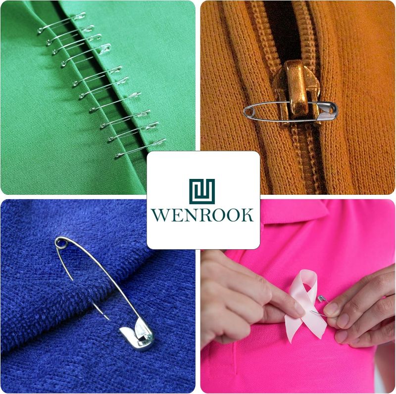 Photo 1 of 300 Pack Safety Pins Assorted, 4 Different Sizes, Strong Nickel Plated Steel, Safety Pins for Clothes, Crafts, Pinning and More