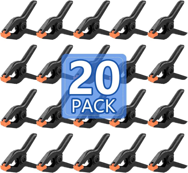 Photo 1 of 20 Pack 4.5 inch Plastic Spring Clamps, Black Heavy Duty Clips, Backdrop Clips, Woodworking Clamps, Plastic Clamps for Crafts, Backdrop Stand, Woodworking, Photography