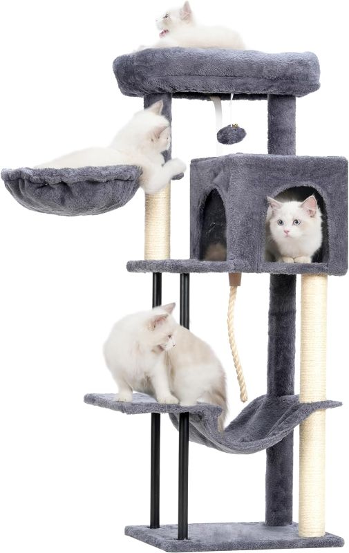 Photo 1 of Cat Tree, Cat Tower for Indoor Cats, 43.3 inch Cat Tree Tower with Sturdy Steel Tube, Cat Hammock, Cat Condo for Small Cats and Kittens, Cat Scratching Post,  Gray GCT004SW