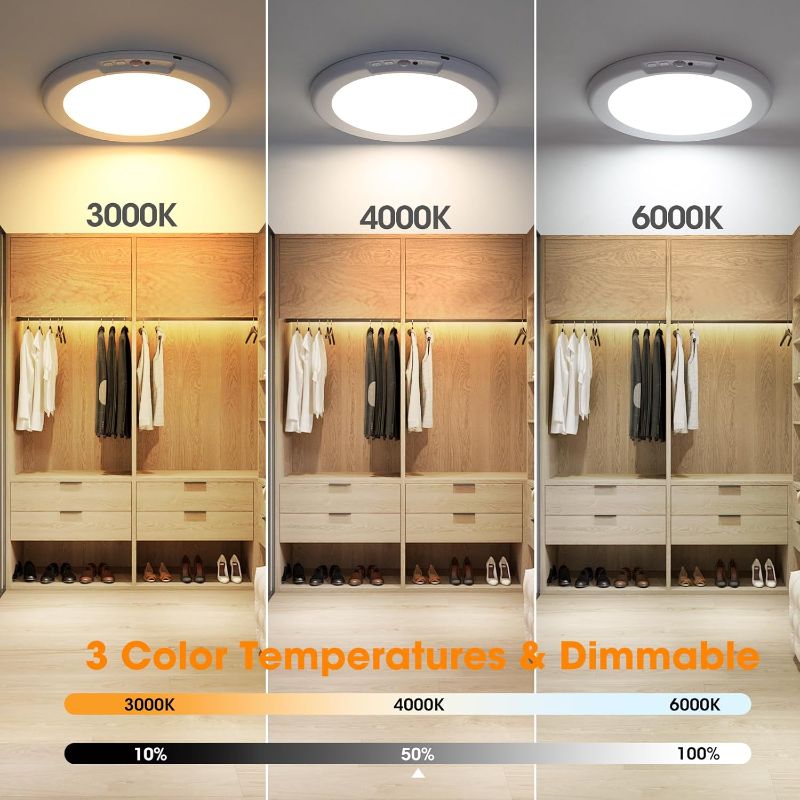 Photo 1 of Rechargeable Motion Sensor Ceiling Light with Remote - Magnetic Wireless Ceiling Light Battery Powered for Closet Shower Stairs Shed Hallway Porch Patio ect