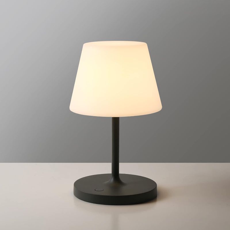 Photo 1 of Outdoor Battery Operated Table Lamp Waterproof, 4000mAh Cordless Table Lamp Rechargeable, Touch Dimmable Desk Lamp, LED Night Light for Patio Camping Restaurant Home, H9.6in, Dark Grey