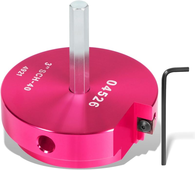 Photo 1 of 3-Inch Head Plastic Pipe Fitting Reamer PPR300 with 3/8-Inch Hex Shaft, PVC Fitting Saver for PVC, SCH40, ABS, CPVC Water Lines, Drain Lines, Vent Lines, Fit into Standard 1/2"" Drills, Pink
