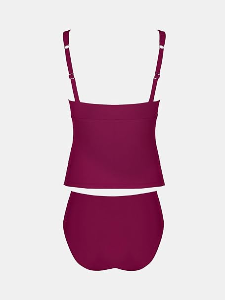 Photo 1 of (M) CUPSHE Women's Tankini Sets Surplice V Neck Two Piece Bathing Suits Adjustable Straps Shirred Mid Rise Swimwear med size