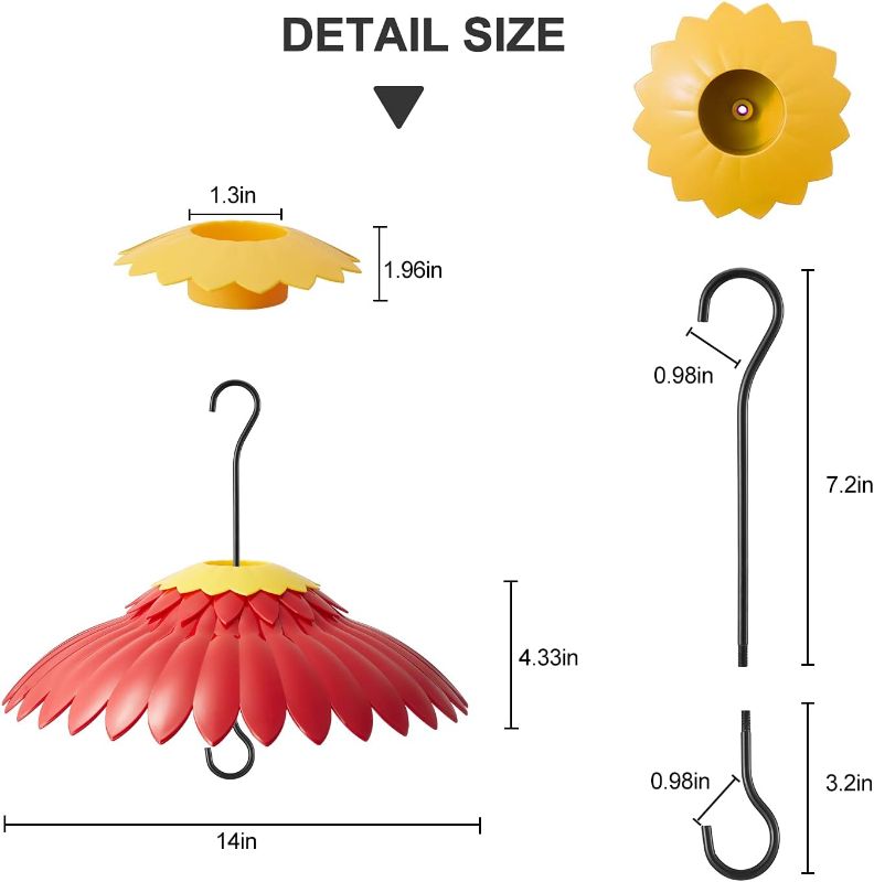 Photo 1 of Squirrel Baffle Hummingbird Feeder Shade Cover Dome Shield Hang from Bird Feeders for Outdoors Squirrel Proof Protect Feed Red Yellow Attract Hummingbirds Moat Proof-14inch(Red)