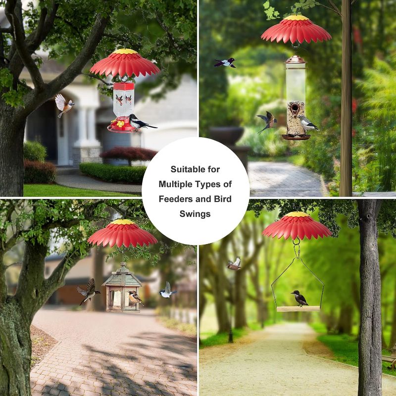 Photo 1 of Squirrel Baffle Hummingbird Feeder Shade Cover Dome Shield Hang from Bird Feeders for Outdoors Squirrel Proof Protect Feed Red Yellow Attract Hummingbirds Moat Proof-14inch(Red)