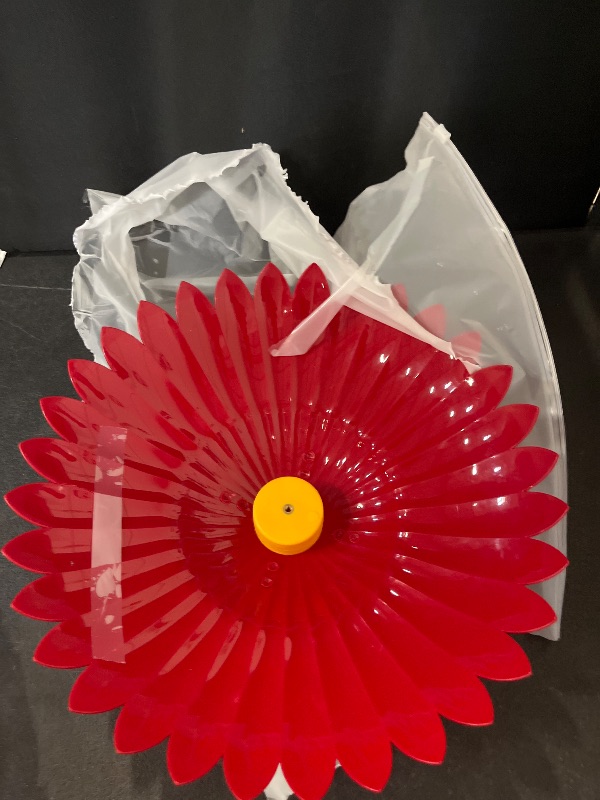 Photo 1 of Squirrel Baffle Hummingbird Feeder Shade Cover Dome Shield Hang from Bird Feeders for Outdoors Squirrel Proof Protect Feed Red Yellow Attract Hummingbirds Moat Proof-14inch(Red)