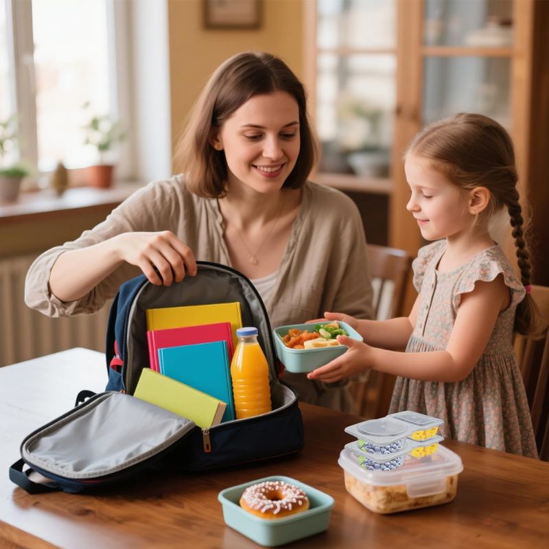Photo 1 of 20 Sets Snack Containers, Snack Pack Containers with Lid, Double Compartment Condiment Container, Plastic Container for Sauce Salad Snacks Travel Take-out Food