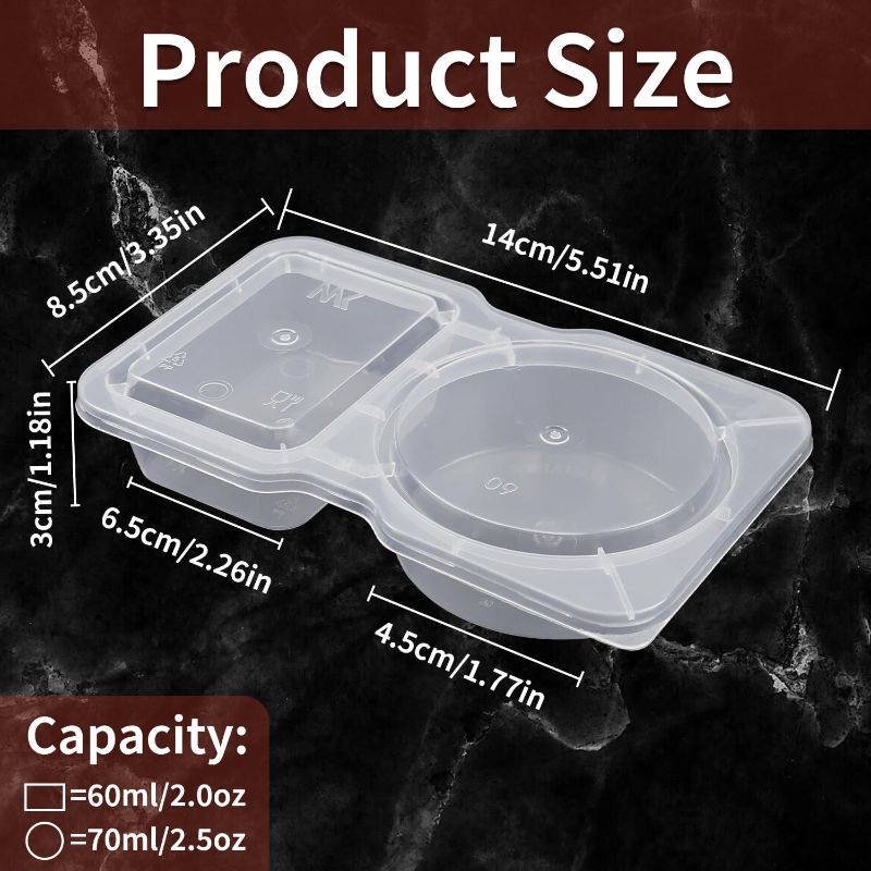 Photo 1 of 20 Sets Snack Containers, Snack Pack Containers with Lid, Double Compartment Condiment Container, Plastic Container for Sauce Salad Snacks Travel Take-out Food