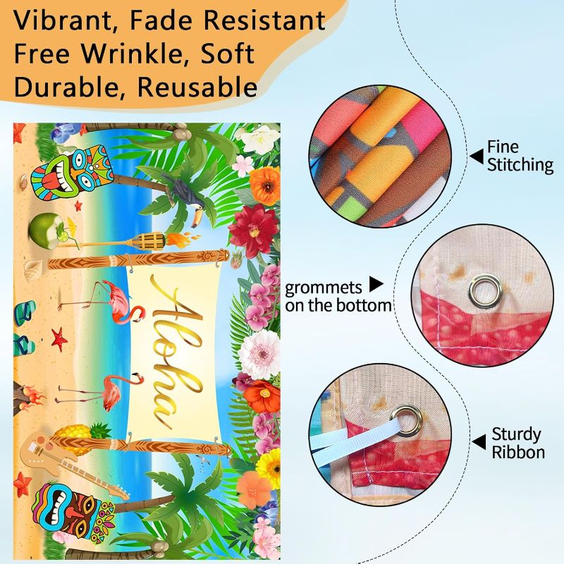 Photo 1 of 1pcs Hawaiian Aloha Luau Party Decorations Tiki Totem Banner Sign Cover Beach Summer Wall Hanging Decor for Aloha Hawaii Luau Tropical Moana Birthday Carnival Party Outdoor Gift