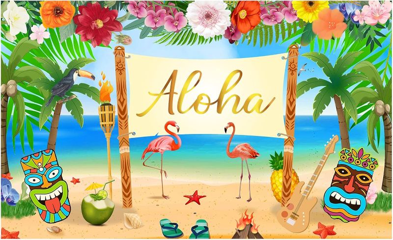 Photo 1 of 1pcs Hawaiian Aloha Luau Party Decorations Tiki Totem Banner Sign Cover Beach Summer Wall Hanging Decor for Aloha Hawaii Luau Tropical Moana Birthday Carnival Party Outdoor Gift
