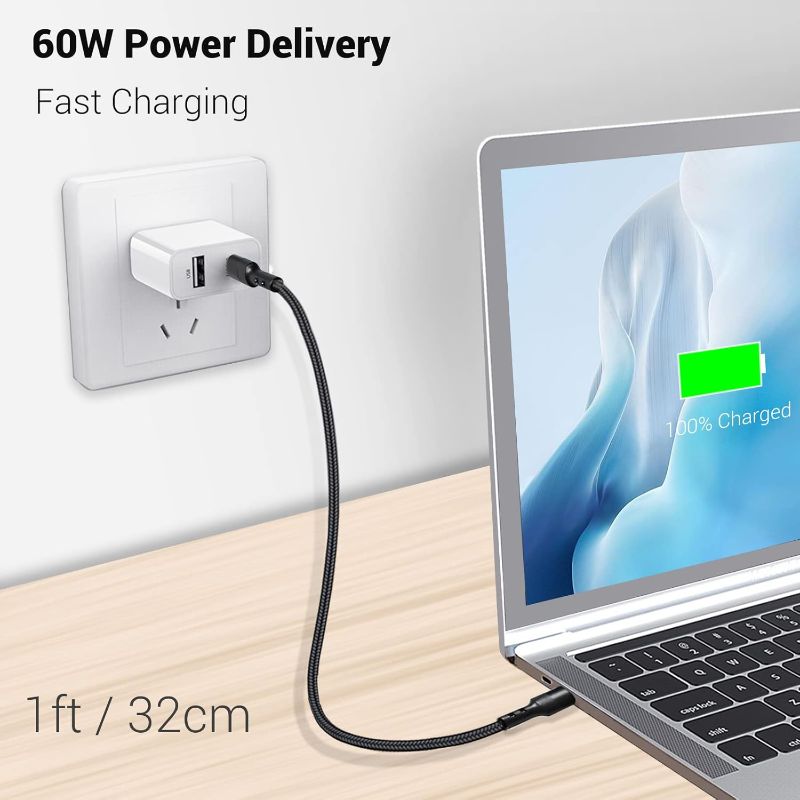 Photo 1 of USB C Cable Short 1ft, Short Type-C Cable