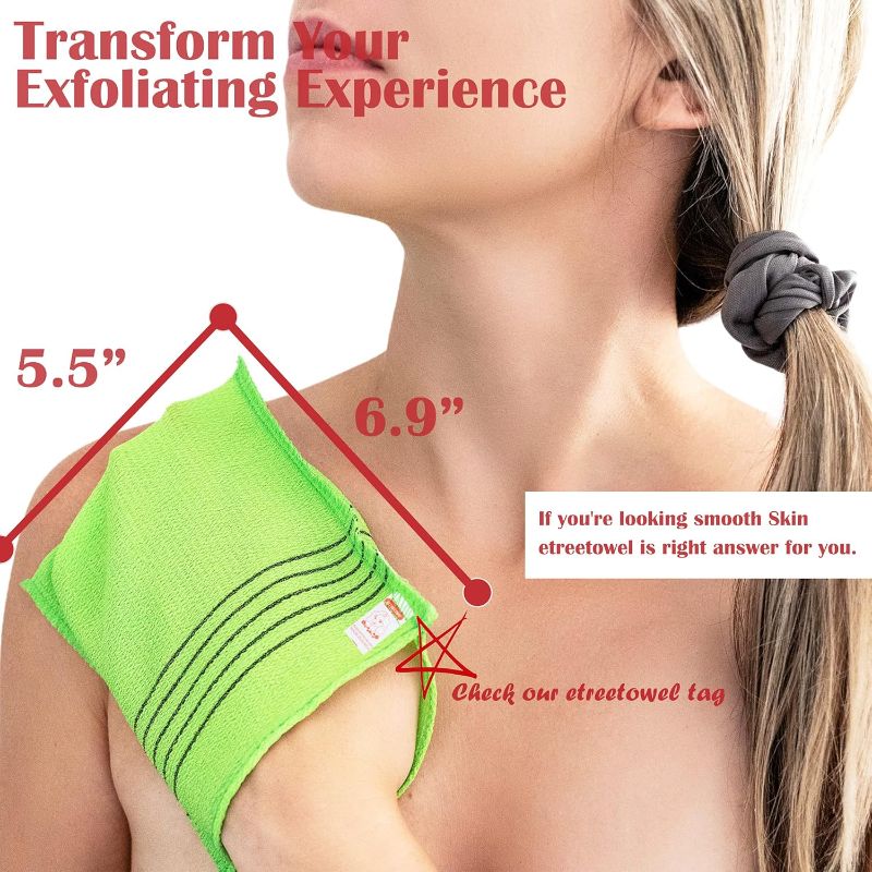 Photo 1 of Anti-Shrink Korean Asian Exfoliating Bath Washcloths Mitt Scrub for Body washcloth Glove Premium Viscose Rayon Onsen Towel Korea Made (6PACK)