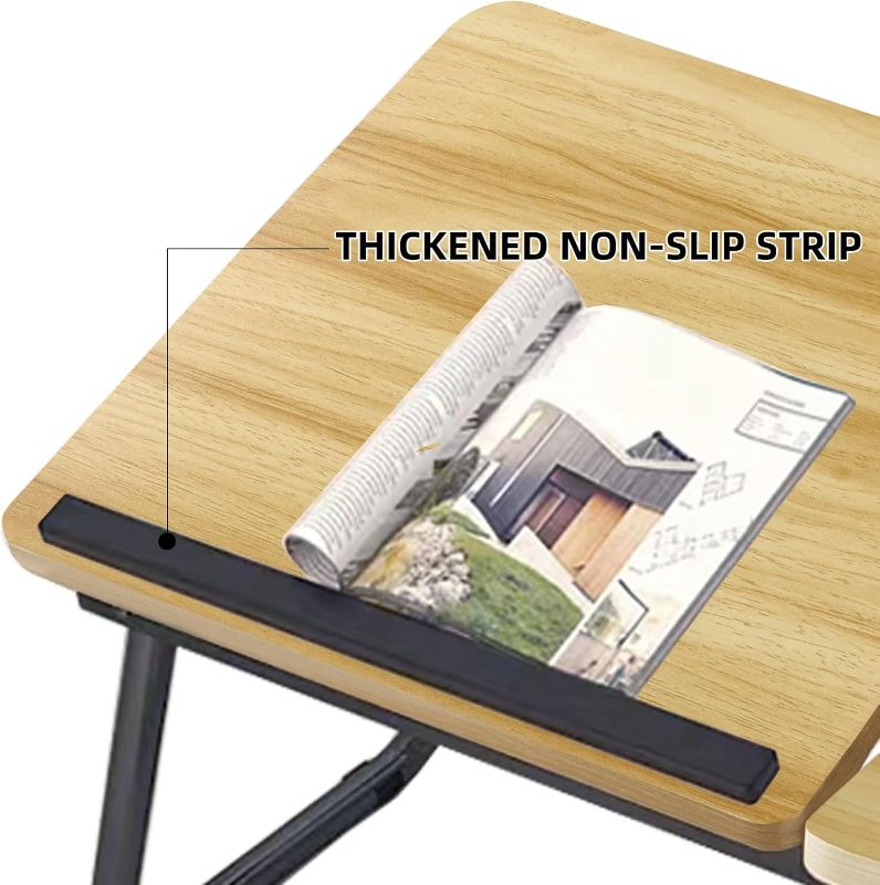 Photo 1 of Bed Desk for Laptop, Foldable Laptop Table for Bed and Sofa, Bed Trays for Eating and Laptops with Cup Holder, 5 Levels of Adjustable Height