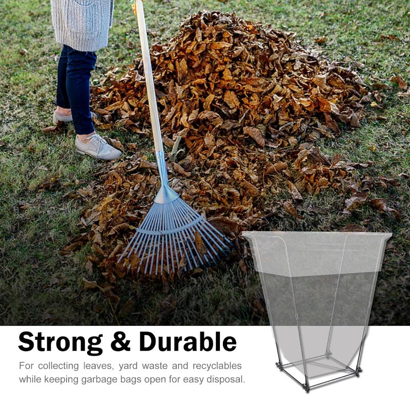 Photo 1 of Metal Trash Bag Holder - Garbage Bag Holder Frame Holds 30-45 Gallon Bags-Multi-Use Outdoor Leaf Bag Stand for Yard Camping Garden Lawn Party Supplies (1 Pcs)