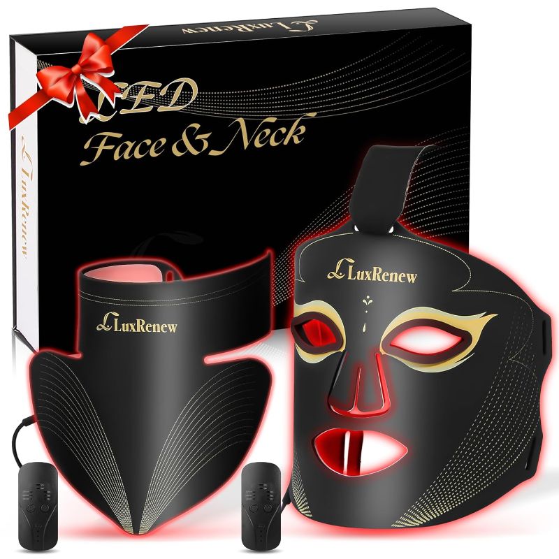 Photo 1 of Red Light Therapy for Face Set, Led Mask Light Therapy for Face & Neck, Light 850nm and Red Light 630nm, Black