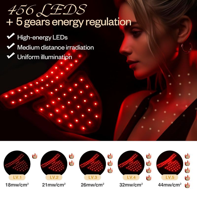 Photo 1 of Red Light Therapy for Face Set, Led Mask Light Therapy for Face & Neck, Light 850nm and Red Light 630nm, Black