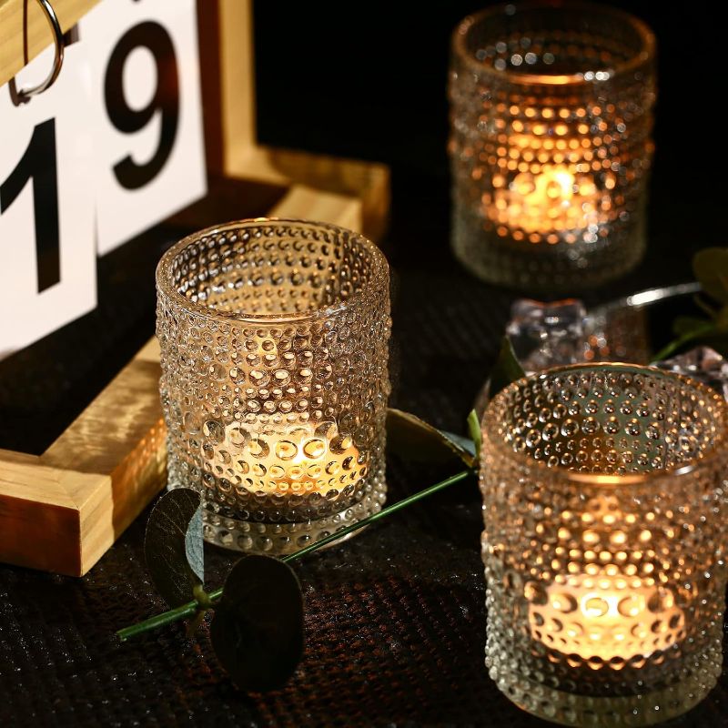 Photo 1 of 12 Pack Clear Votive Candle Holders Tea Light Candle Holders Bulk Tealight Glass Candle Holder for Table Weddings Party