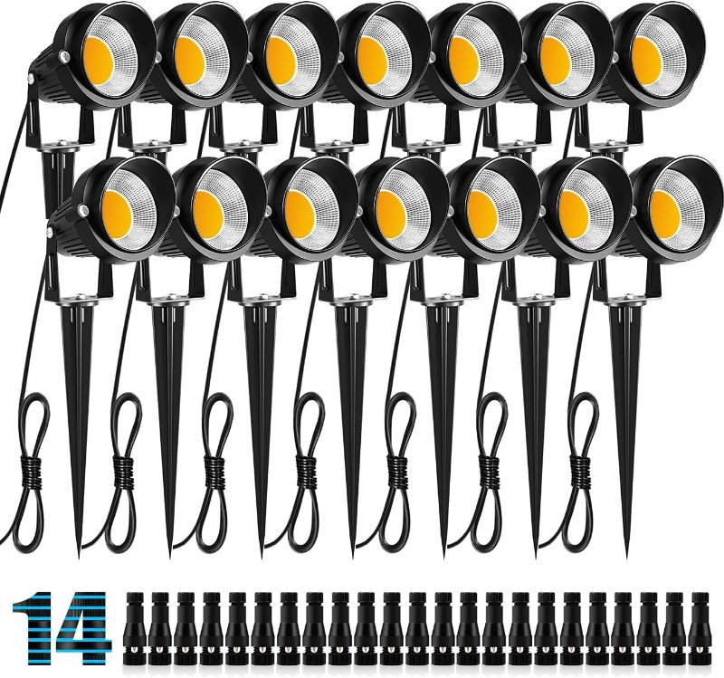 Photo 1 of ZUCKEO 10W Low Voltage Landscape Lights LED Landscape Lighting with Connectors, 12V Outdoor Spotlights Yard Garden Pathway Lights, 1000LM Waterproof Warm White Light (10Pack)