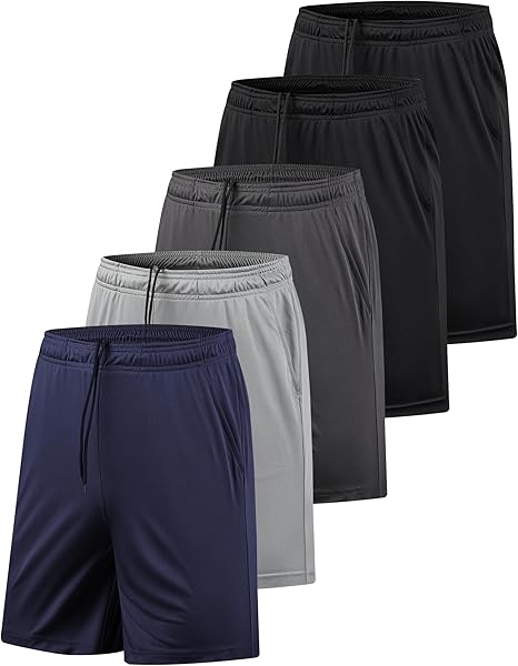 Photo 1 of 2XL 5 Pack Men's Athletic Gym Shorts with Pockets Quick Dry Activewear Workout Running Shorts for Men